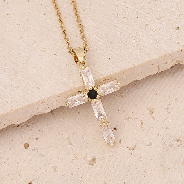 Gold and Silver Plated Cross Pendant Necklace