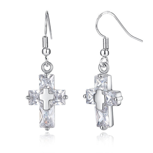 Cross Pendant Necklace and Earrings