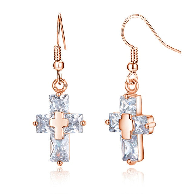 Cross Pendant Necklace and Earrings