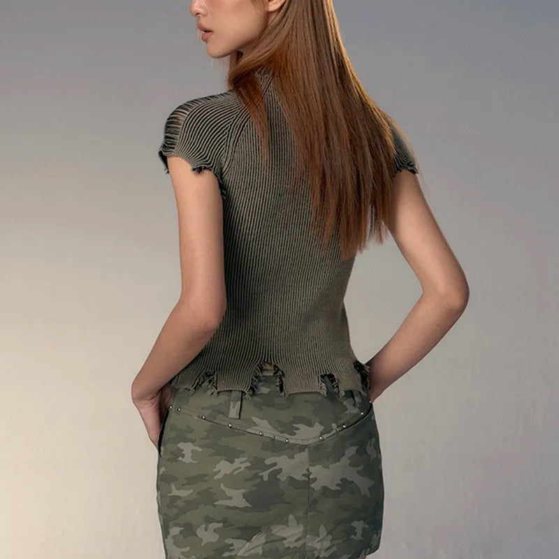 Grunge Ripped Graphic Top