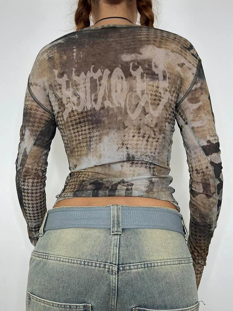 Grunge Mesh Longsleeve Top