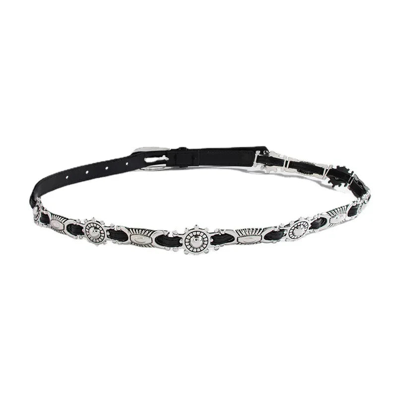 Geometric Oval Carving Metal Belt