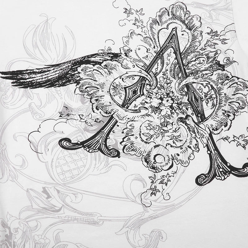 Grunge Graphic Croped White Top