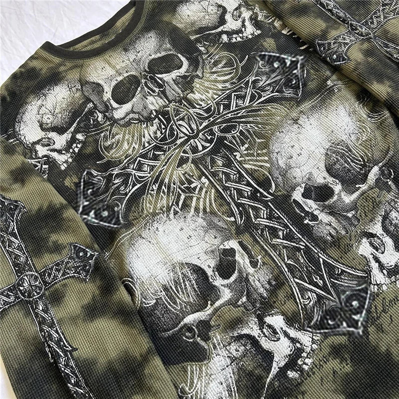 Grunge Longsleeve Army Print Tee