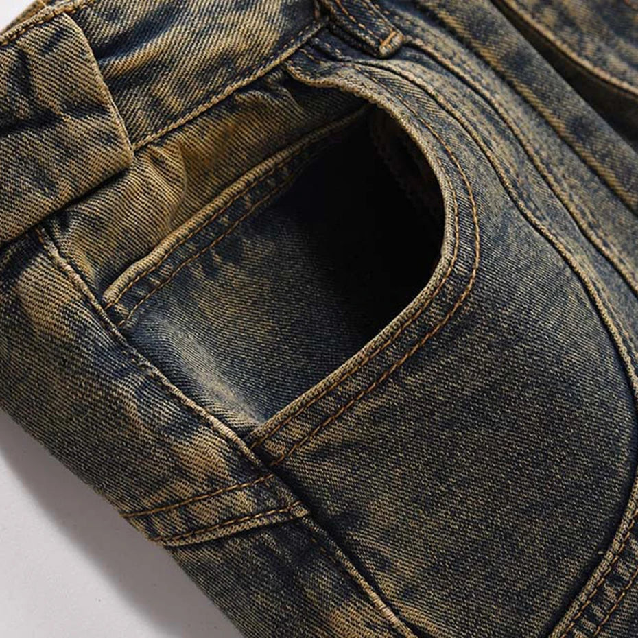 Patchwork Washed Baggy Jeans