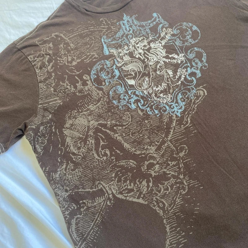 00s Retro Graphic Brown Tee