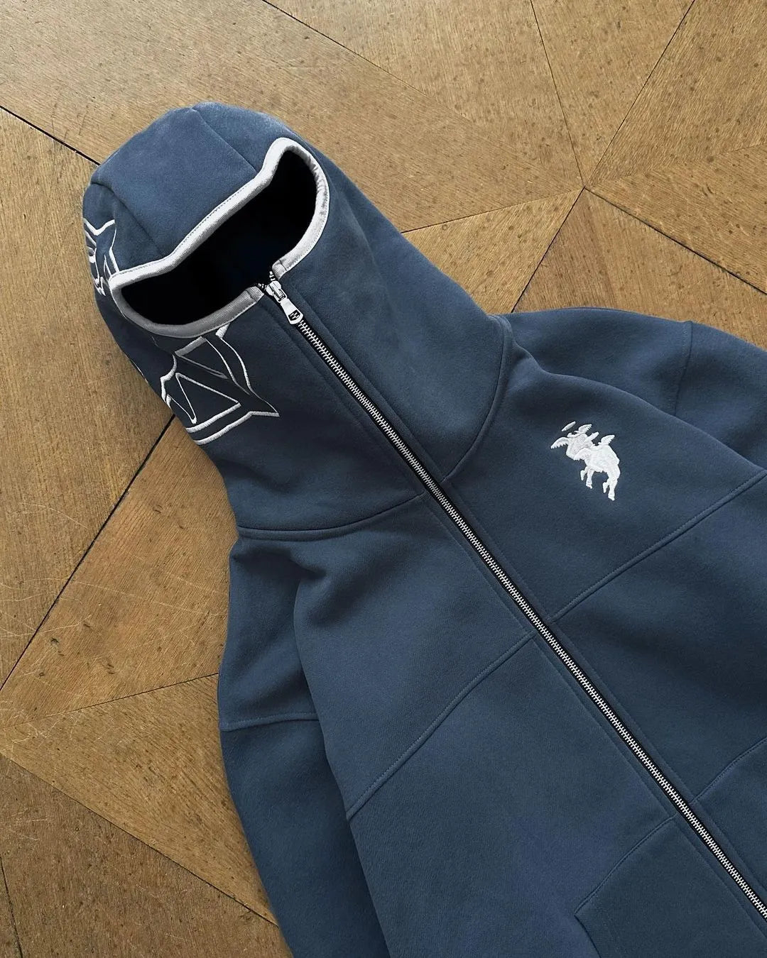 Embroidered Zip Up Warm Hoodie