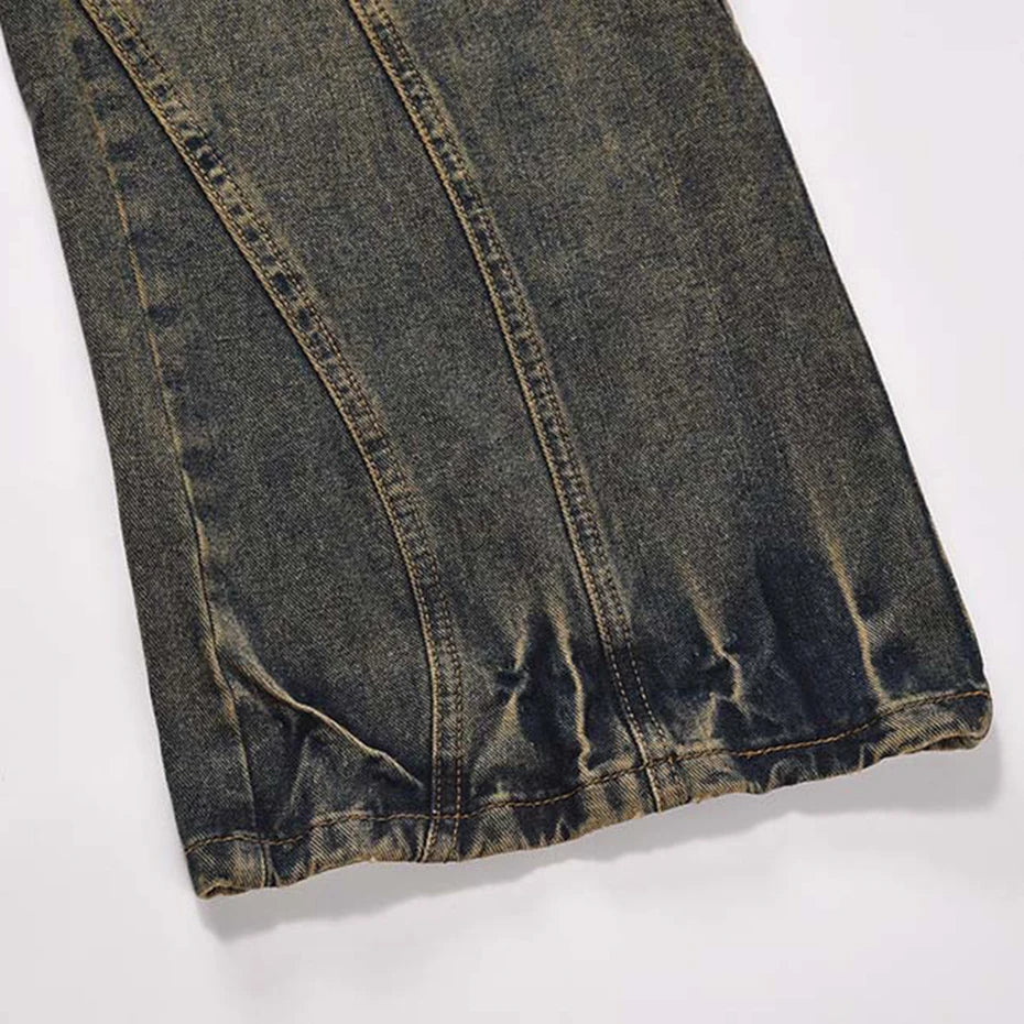 Patchwork Washed Baggy Jeans