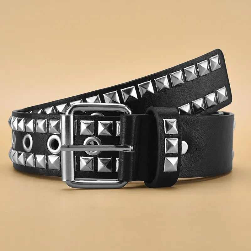 Metal Pyramid PU Leather Belt