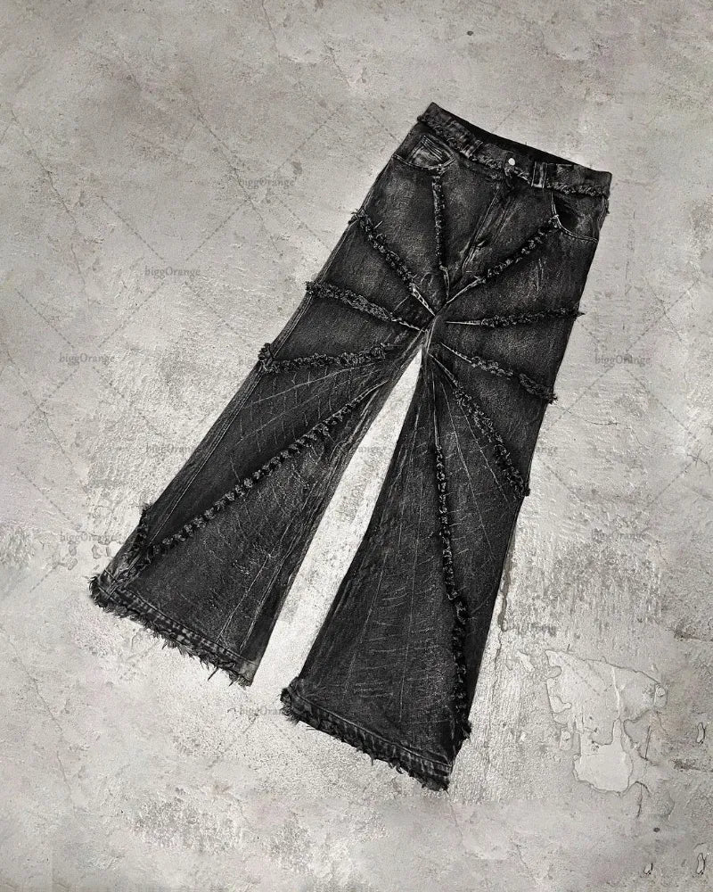 Patchwork Distressed Baggy Jeans
