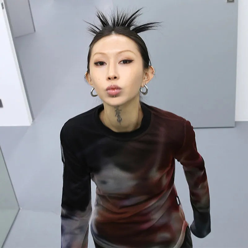 Cyber Mesh Long Sleeve Top