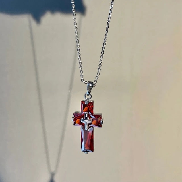 Cross Pendant Necklace and Earrings