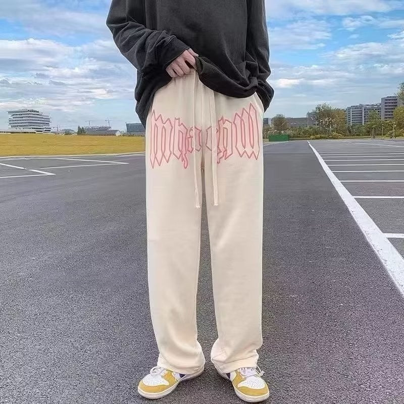 Letter Print Straight Pants