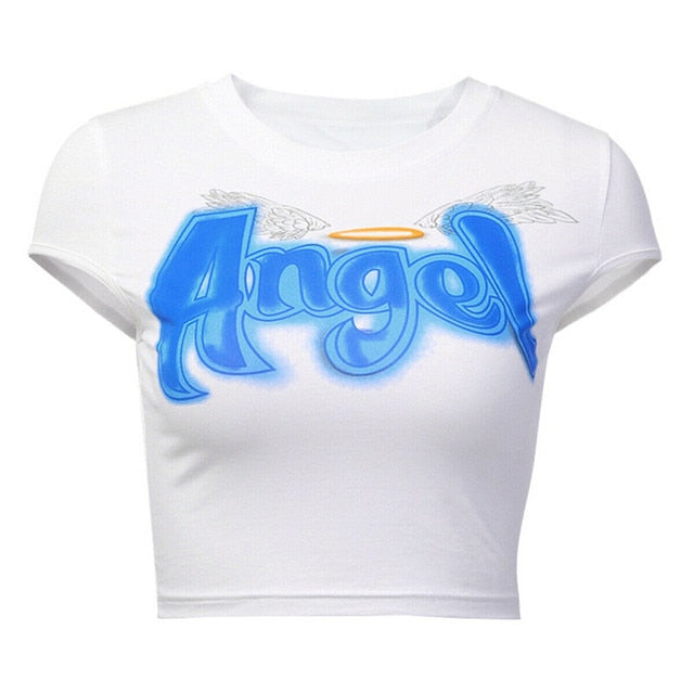 Angel Letter Printed Crop Top