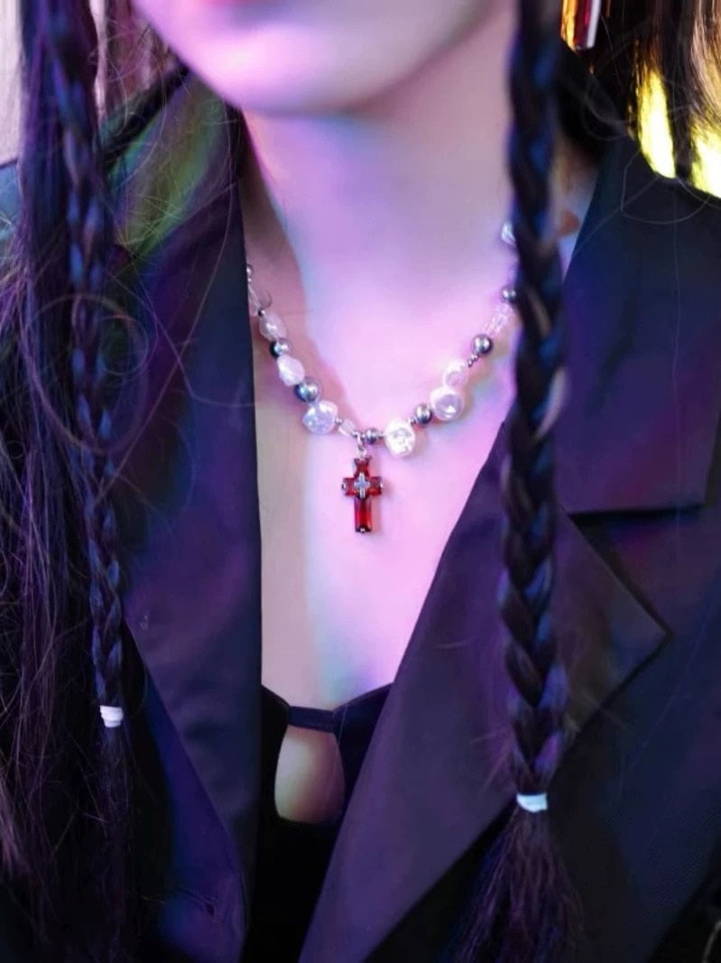 Cross Pendant Necklace and Earrings
