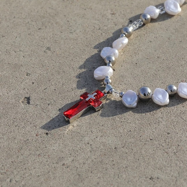 Cross Pendant Necklace and Earrings