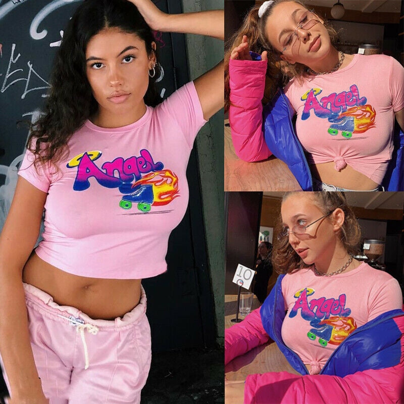 Angel Letter Printed Crop Top