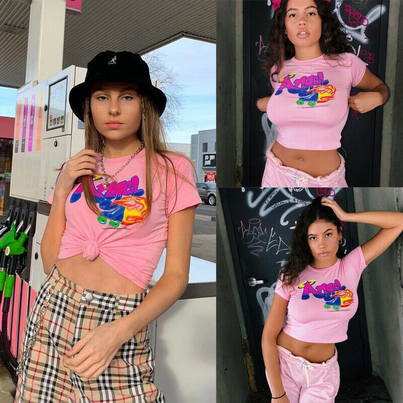 Angel Letter Printed Crop Top