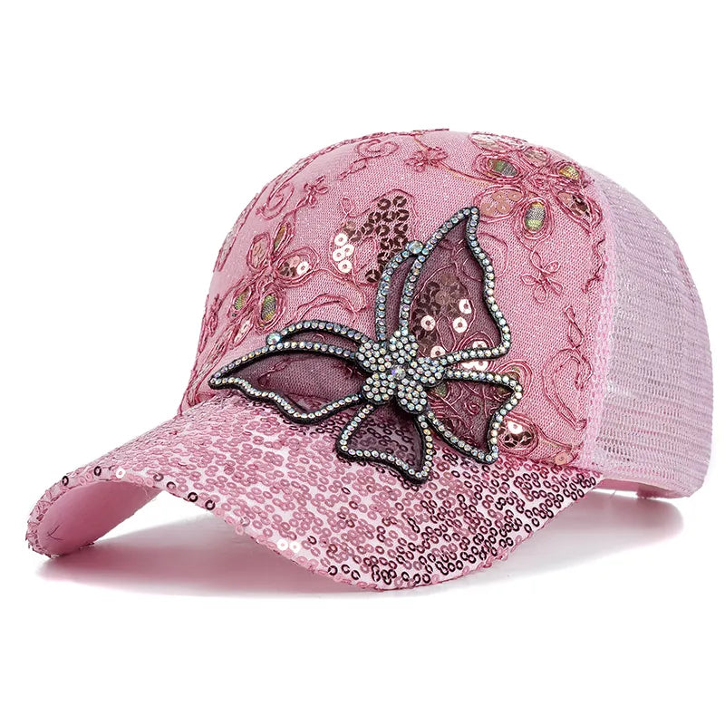 Kawaii Rhinestones Butterfly Cap