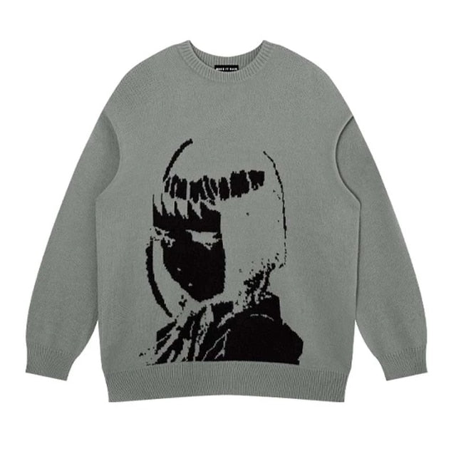 Japanese Style Portrait Knit Sweater, view 7