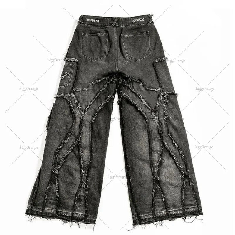 Goth Patchwork Distressed Baggy Jeans