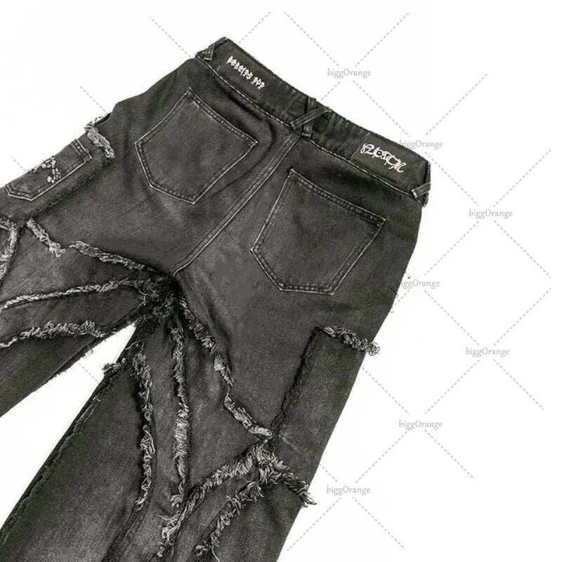 Goth Patchwork Distressed Baggy Jeans