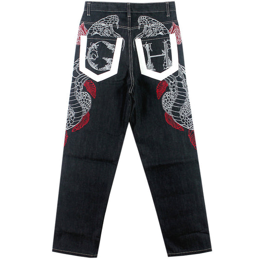 Embroidered Hip Hop Jeans