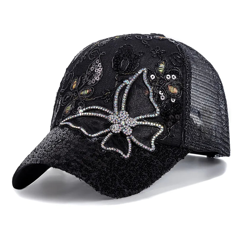 Kawaii Rhinestones Butterfly Cap