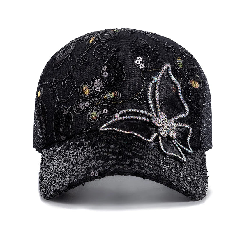 Kawaii Rhinestones Butterfly Cap