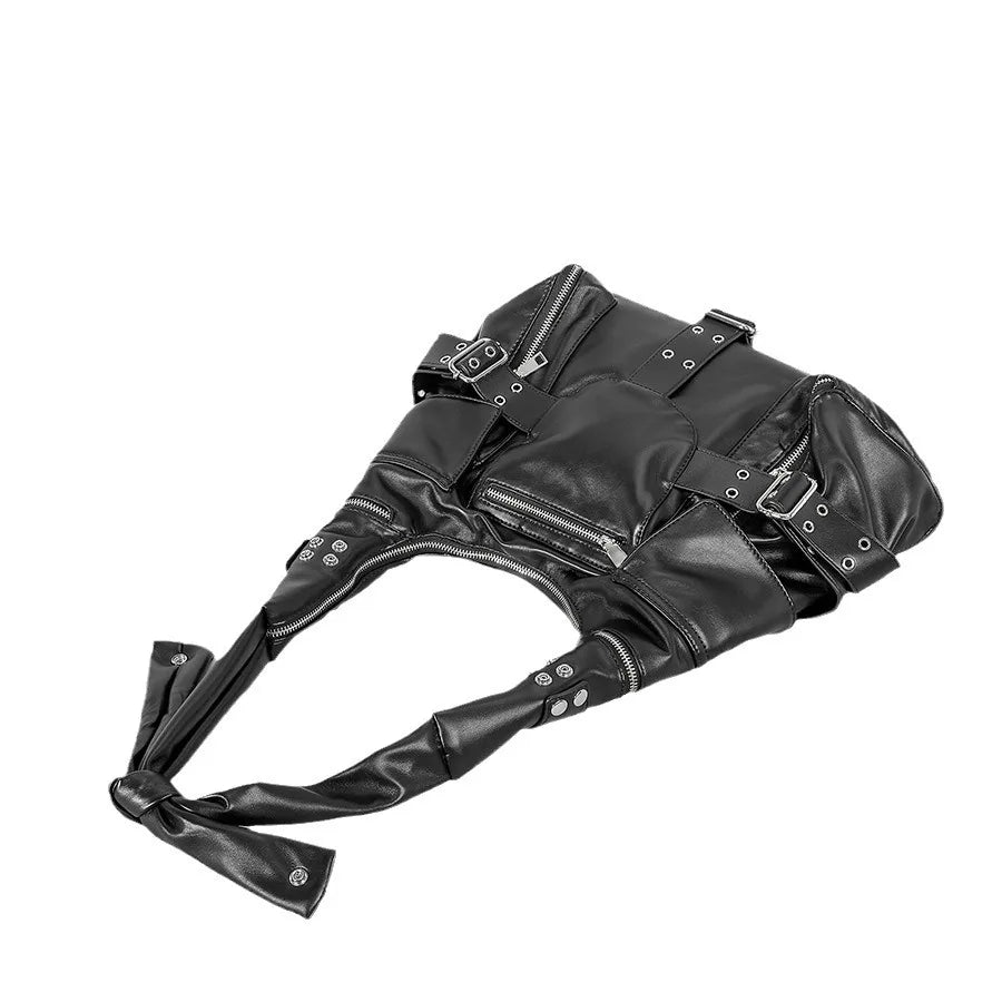 Multiple Pocket Faux Leather Shoulder Bag