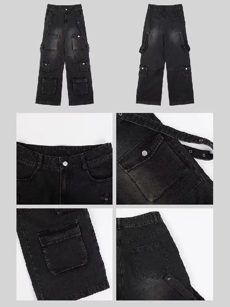 Cargo Washed Black Jeans