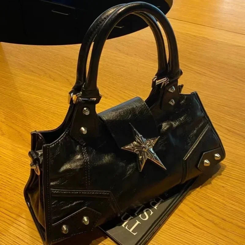 Star Charm Faux Leather Handbag