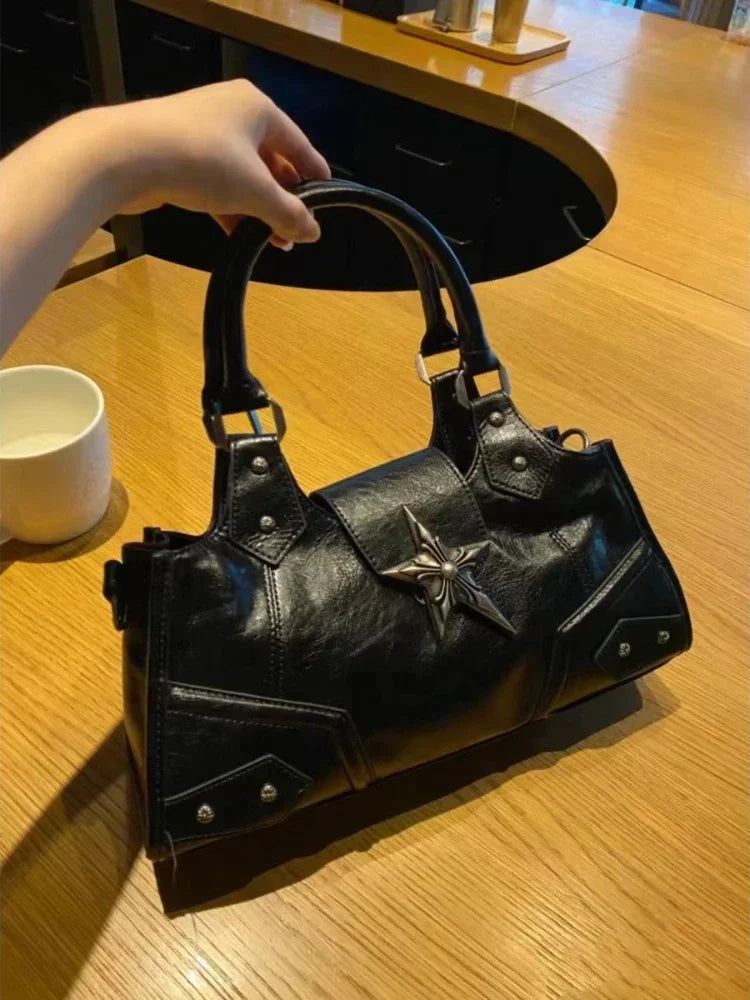 Star Charm Faux Leather Handbag