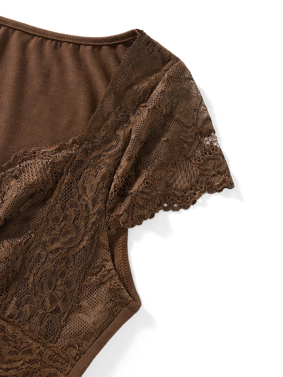 Fairy Laced Brown Cropped Top