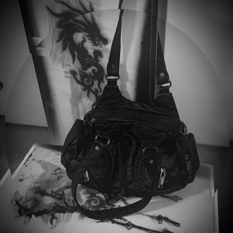 Leather Vintage Midi Tote Bag