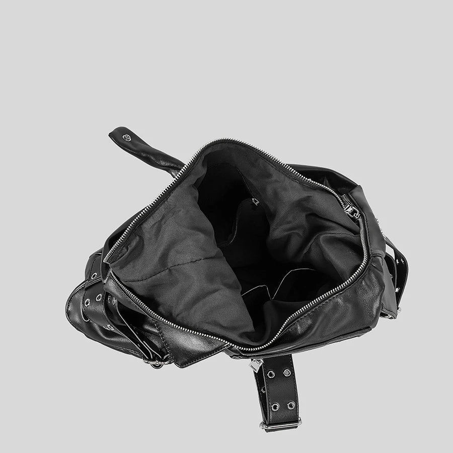 Multiple Pocket Faux Leather Shoulder Bag