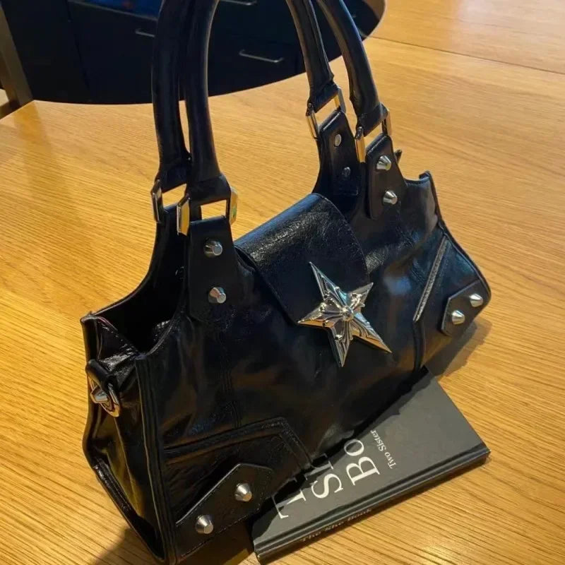 Star Charm Faux Leather Handbag