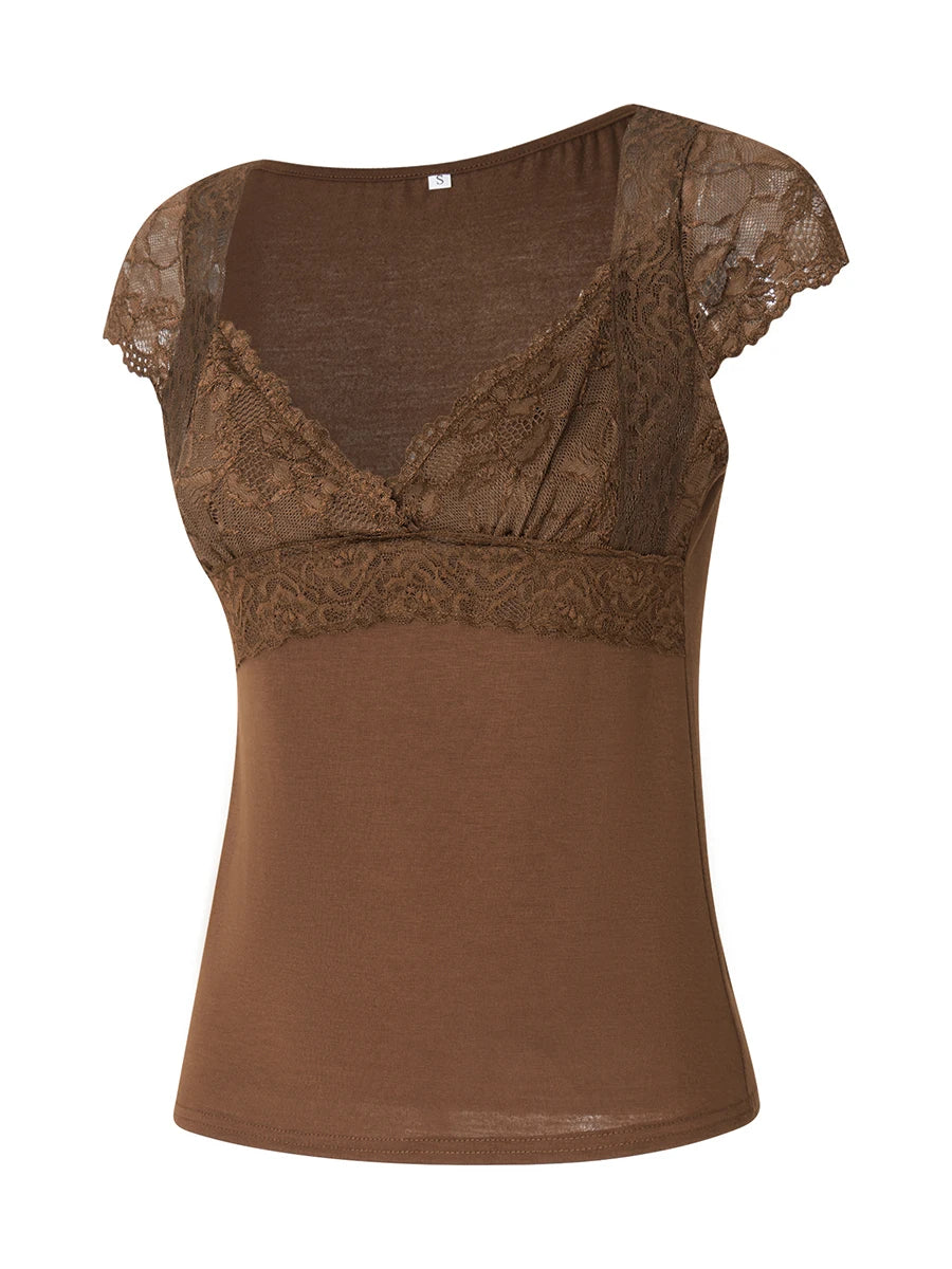 Fairy Laced Brown Cropped Top