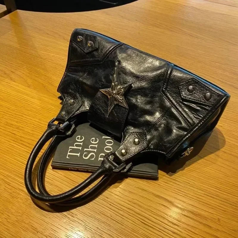 Star Charm Faux Leather Handbag