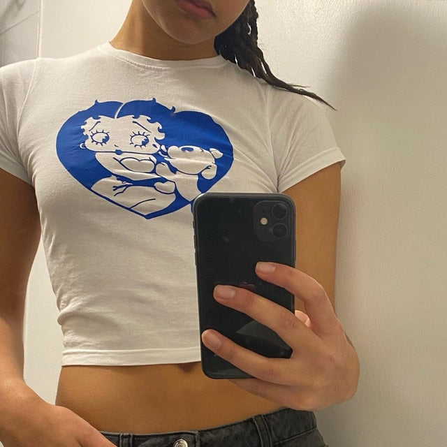 Cartoon Graphic Women Cropped Top - Tisso Clothing