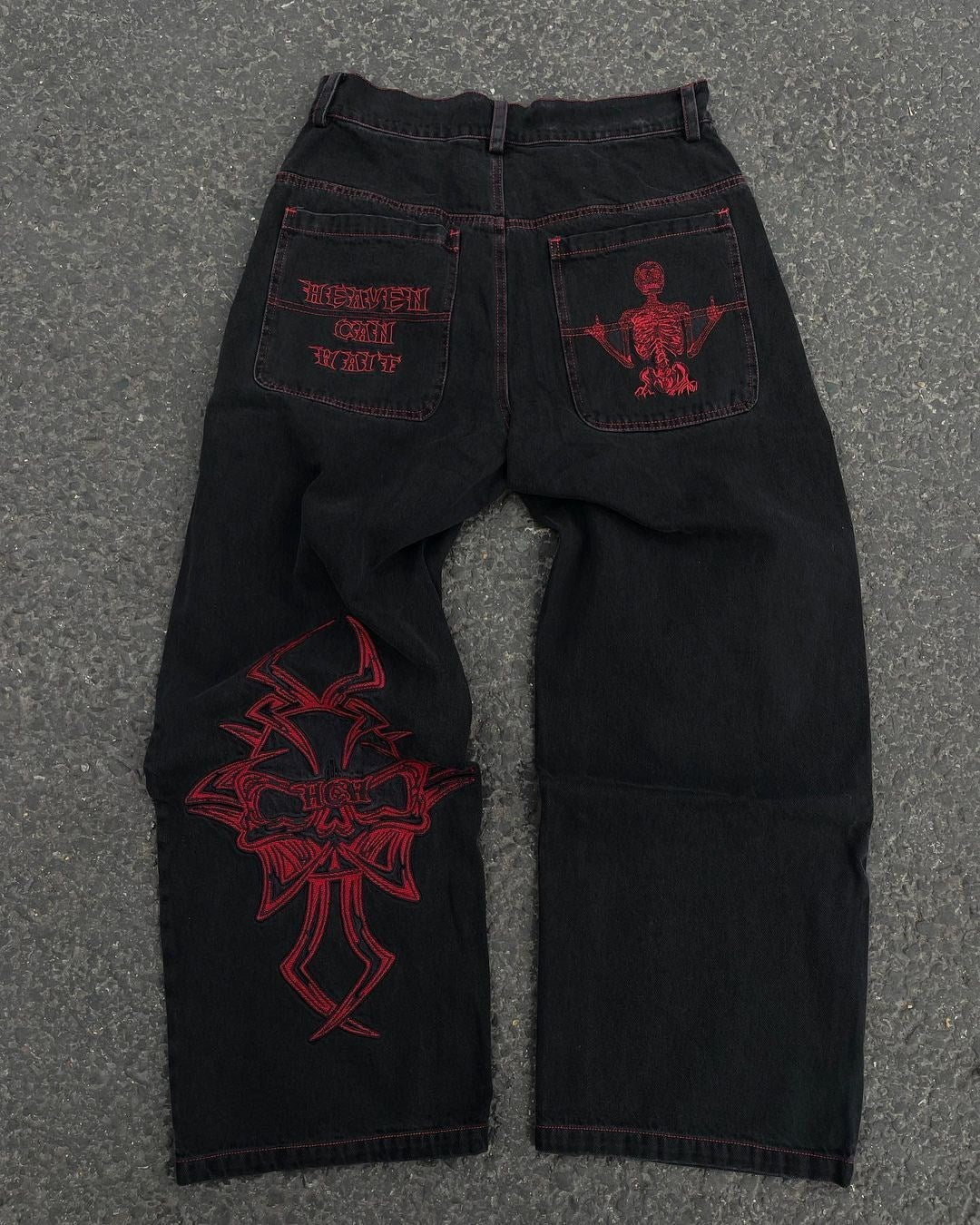 Embroidered Baggy Jeans