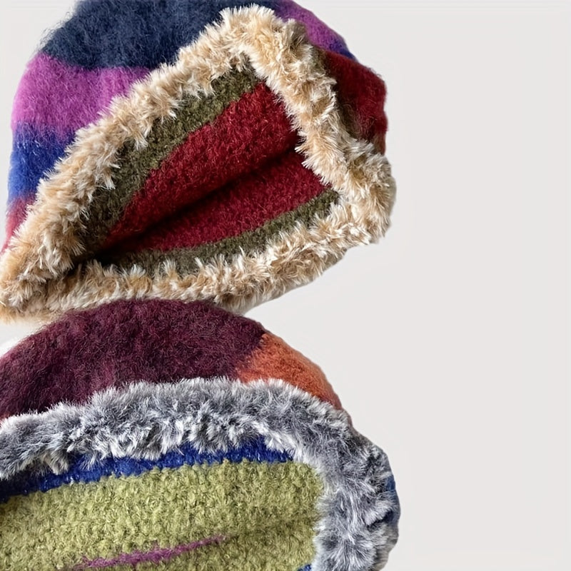 Mohair Stripped Multi-Coloured Beanie