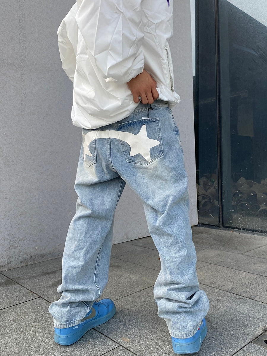 Star Print Baggy Jeans