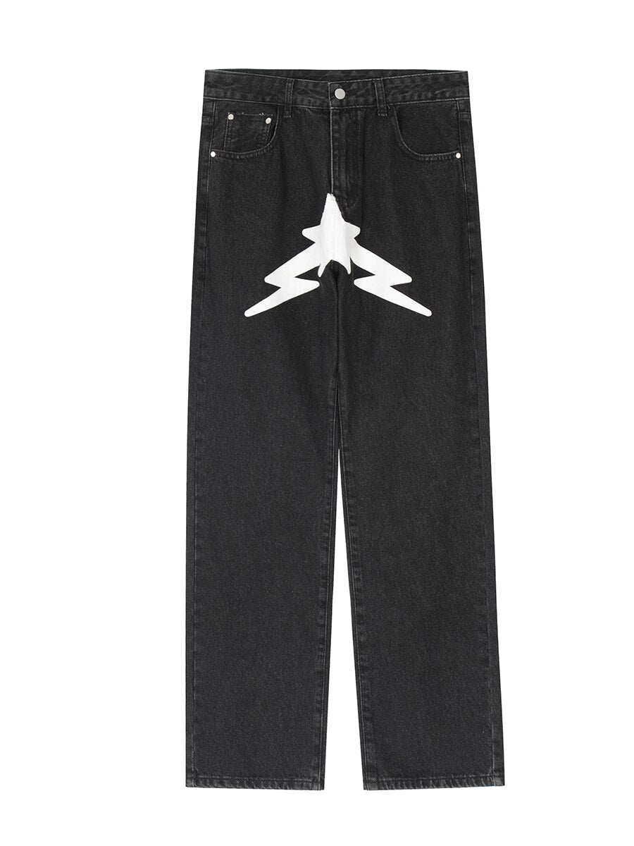 Star Print Baggy Jeans