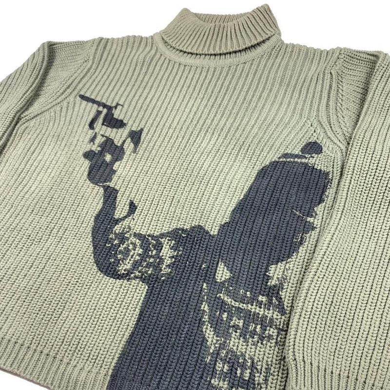 Unique Print Turtle Neck Knit Sweater - Tisso Clothing