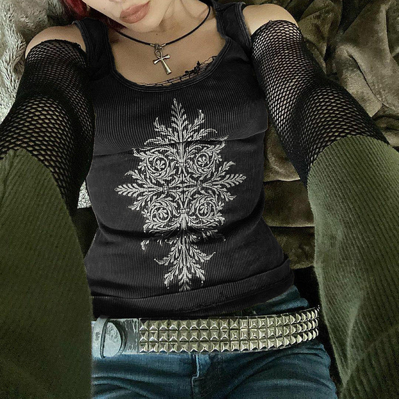 Fairy Grunge Black Knitted Vest - Tisso Clothing