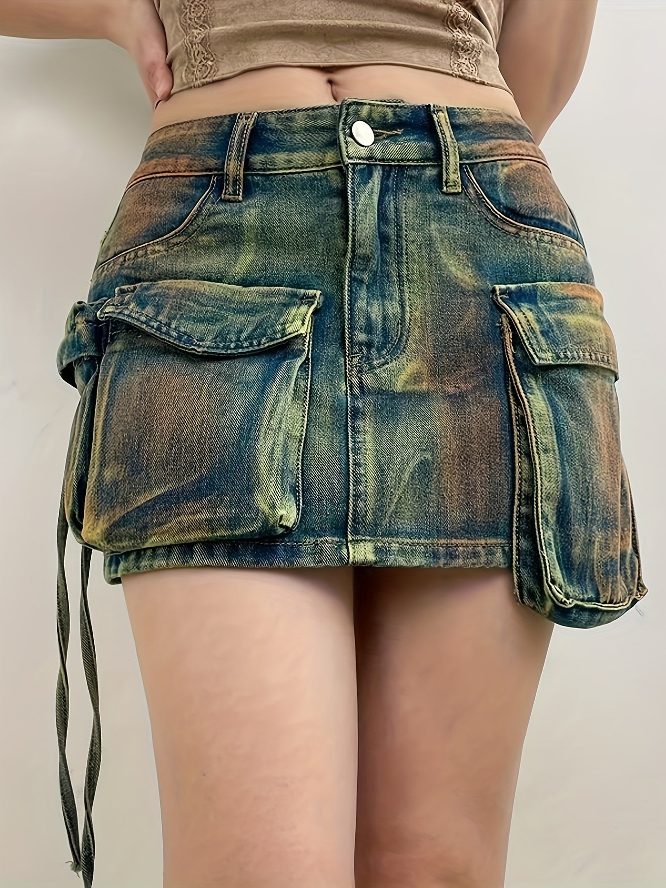 Ombre Denim Mini Skirt