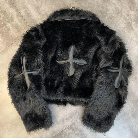 Patchwork PU Fur Jacket
