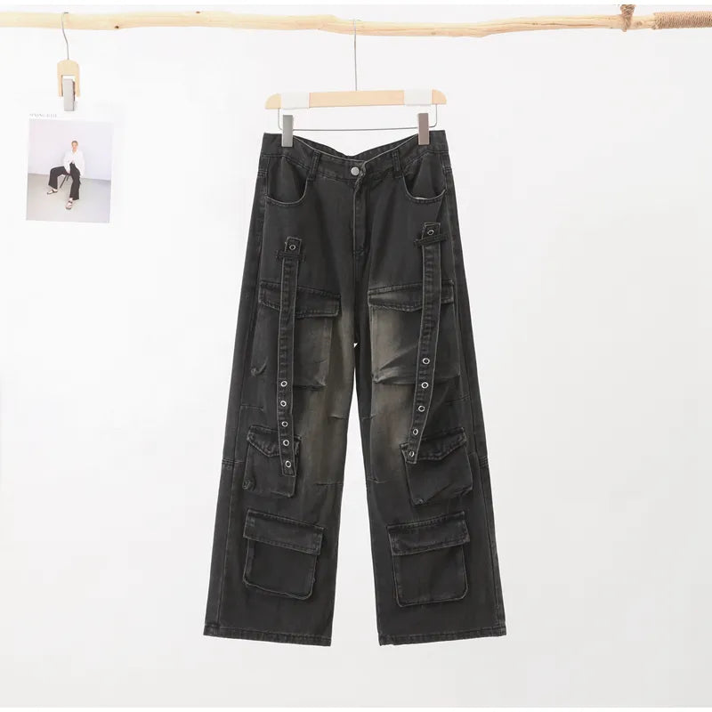 Cargo Washed Black Jeans