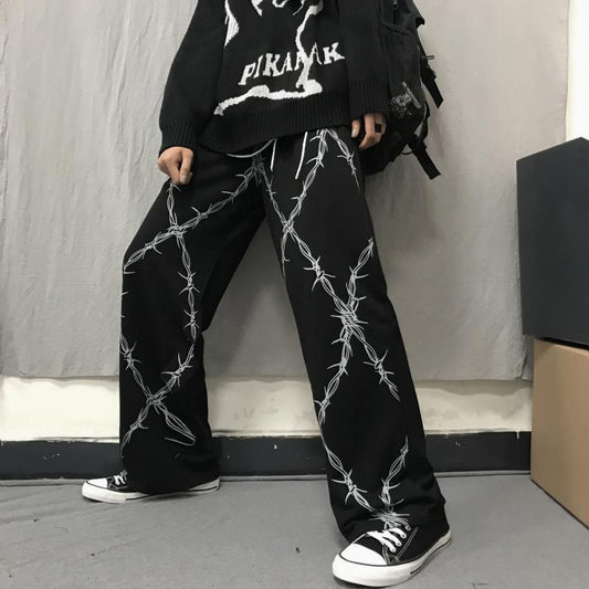 Chain Graphic Baggy Pants